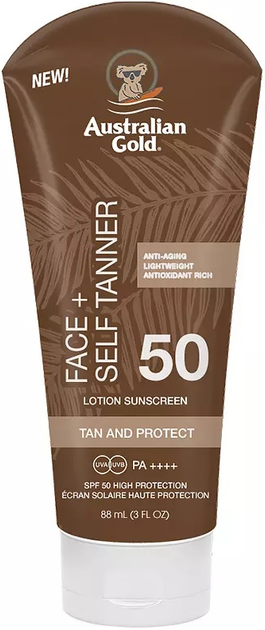 Сонцезахисний лосьйон Australian Gold SPF 50 з автозасмагою 88 мл (0054402720868) - зображення 1