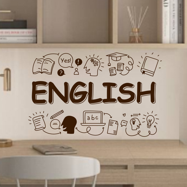 Вінілові наклейки English 154х97см наклейки для школи англійська Happy Pocket Коричневий матовий - зображення 4