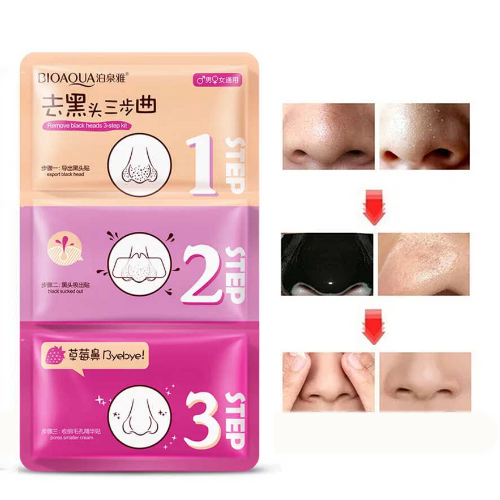Трехступенчатая Система Очистки Пор BioAqua Remove Black Heads 3-step Kit Pink от Черных Точек 3 ШТ (5001729) - зображення 3