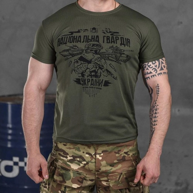 Мужская потоотводящая футболка Coolmax НГУ олива размер 3XL - изображение 1