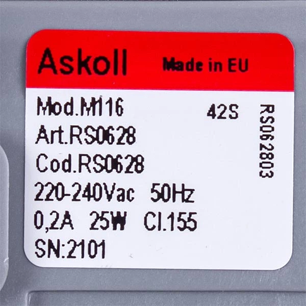 Помпа (насос) для пральної машини Indesit C00108264 Askoll 25 Вт M116 (контакти роздільні спереду; на 3 саморізи) - зображення 2