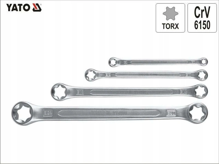 Ключи Накидные TORX (E6-E24) Набор 4 шт YATO (YT-0530) - Фото 6 Ключи Накидные TORX (E6-E24) Набор 4 шт YATO (YT-0530) - изображение 6