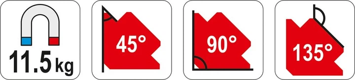 Магнит Для Сварки 11.5 кг, 45°, 90°, 135° YATO (YT-0863) - изображение 3