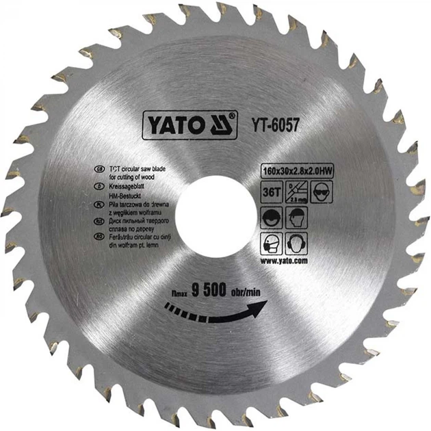 Диск Для Циркулярной Пилы Ø 160 х 30 х 2.8 мм, 36 зубьев YATO (YT-6057) - Фото 1 Диск Для Циркулярной Пилы Ø 160 х 30 х 2.8 мм, 36 зубьев YATO (YT-6057) - изображение 1