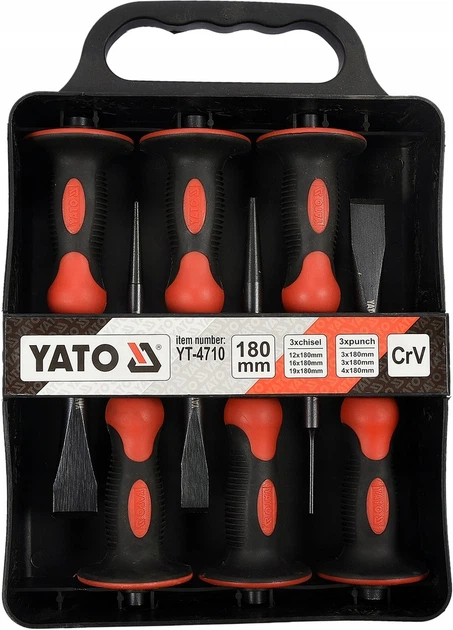 Слесарное Зубило, Выколотка, Бородок, Керн Набор 6 шт YATO (YT-4710) - изображение 3