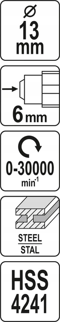 Фреза Грушоподібна по Металу HSS 4241 YATO Ø 13 мм (61717) - зображення 4