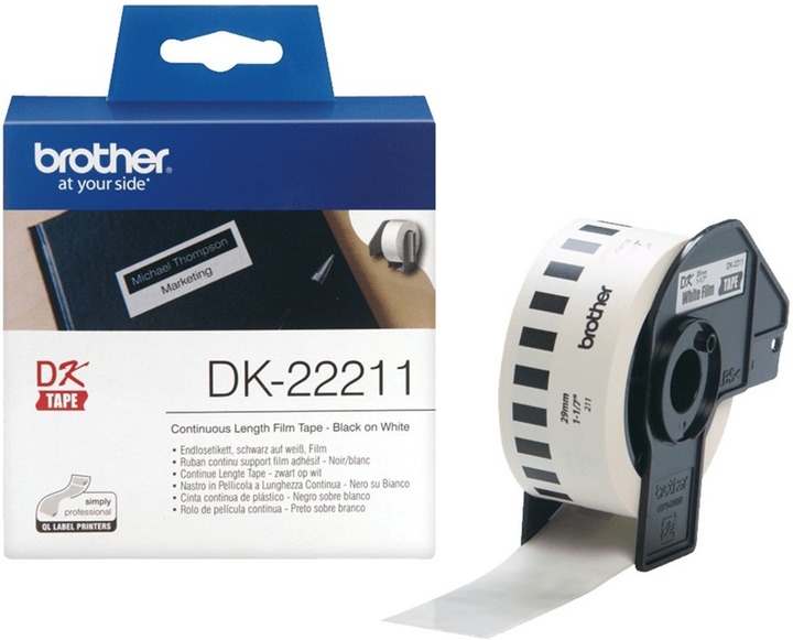 Етикетна стрічка Brother P-Touch DK-22211 29 мм x 15.24 м White (DK22211) - зображення 1