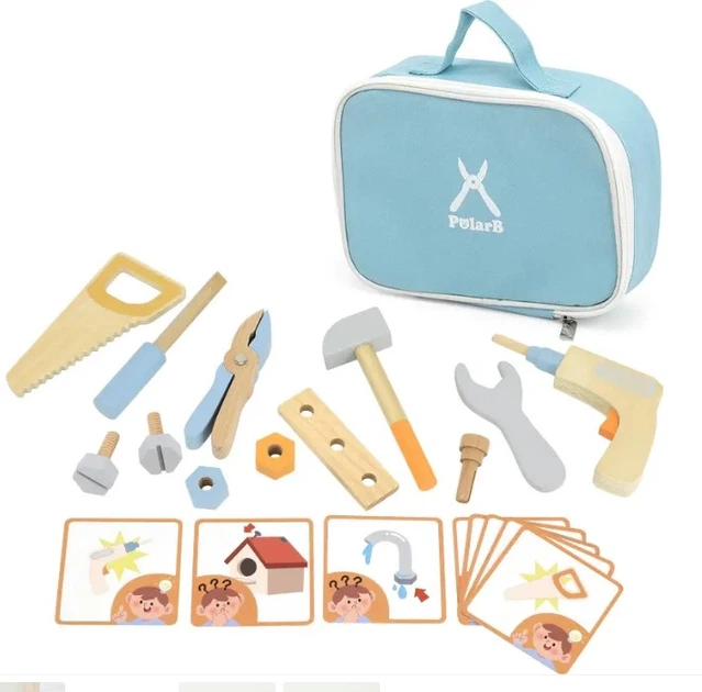 Drewniany zestaw do zabawy Viga Toys PolarB Narzędzia 13 elementów (6971608442049) - obraz 2
