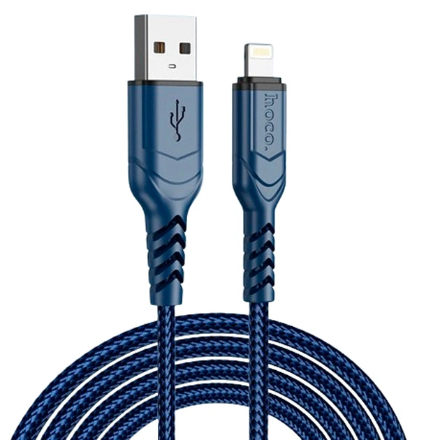 Кабель зарядки HOCO X59 (2.4A) (2M) для Apple Lightning to USB для iOS пристроїв iPhone/iPad/iPod Синій - Фото 1 Кабель зарядки HOCO X59 (2.4A) (2M) для Apple Lightning to USB для iOS пристроїв iPhone/iPad/iPod Синій - изображение 1