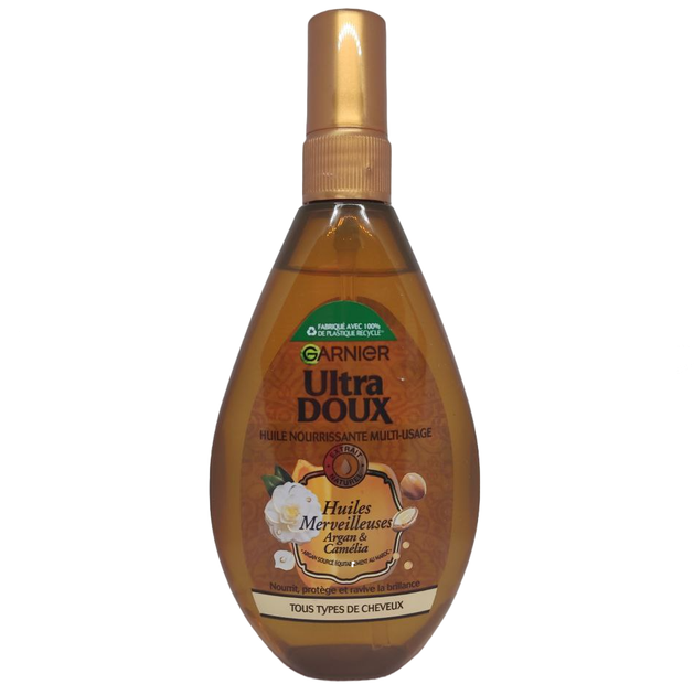 Олія для волосся Garnier Ultra Doux Huiles Merveilleuses Argan Camélia Арган і Камелія 150 мл (115926) - Фото 1 Олія для волосся Garnier Ultra Doux Huiles Merveilleuses Argan Camélia Арган і Камелія 150 мл (115926) - зображення 1