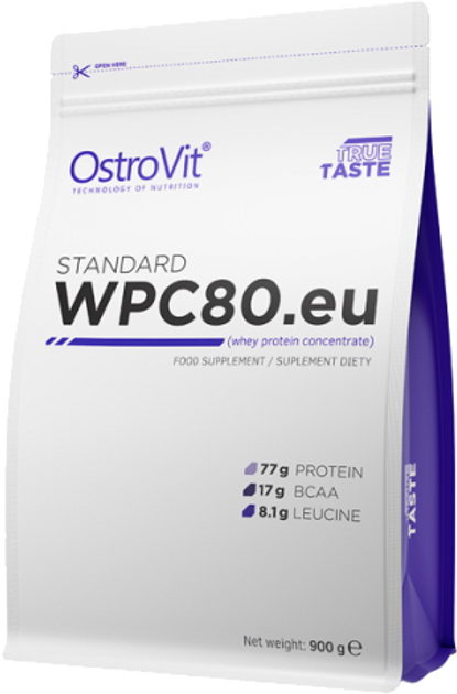 Białko OstroVit Standart WPC80.eu 900 g Malina (5903246221886) - obraz 1