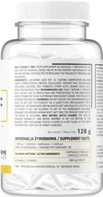 Харчова добавка OstroVit Vitamin C 1000 mg 120 капсул (5903246229806) - зображення 2