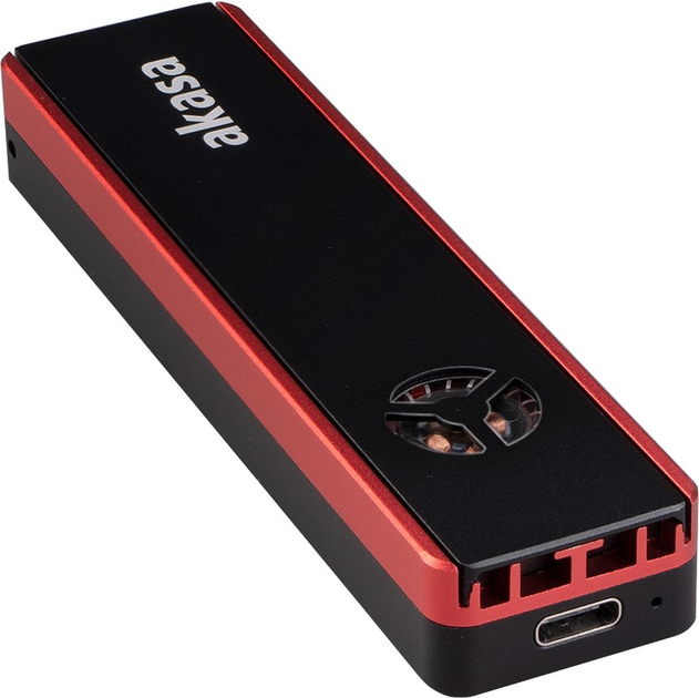 Зовнішня кишеня Akasa Vegas M.2 SATA/NVMe SSD USB 3.2 Gen 2 з RGB Fan Black-Red (AK-ENU3M2-06) - зображення 2