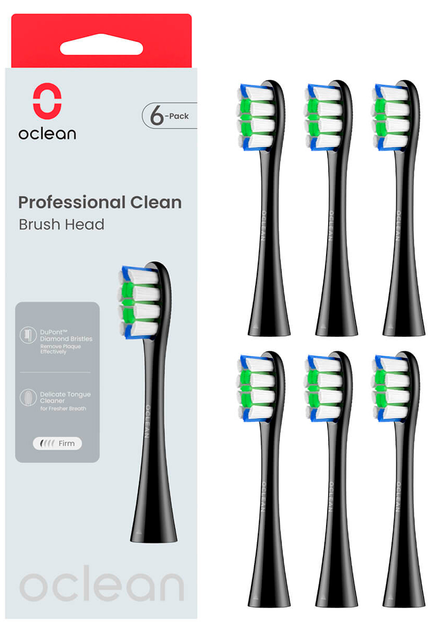 Насадка для електричної зубної щітки Oclean Professional Clean 6шт Black - зображення 1