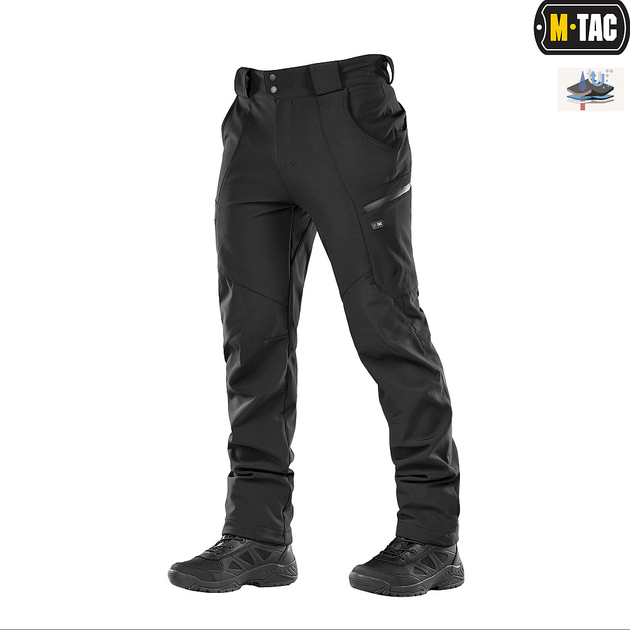 Штани M-Tac Soft Shell Winter Black M - зображення 1