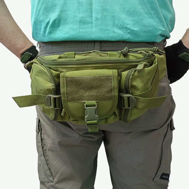 Сумка поясна тактична / Чоловіча сумка / Армійська сумка. Колір зелений - зображення 2