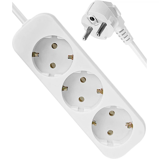 Мережевий фільтр подовжувач Power filtr 1.8м Defender E318 3 розетки із заземленням White (992210) - зображення 4