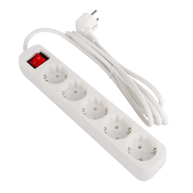 Сетевой фильтр удлинитель Power filtr 2.0м СolorWay 5 розеток White (CW-PSEA52W) - изображение 2