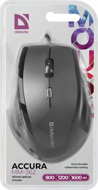 Проводная мышка Defender Accura MM-362 6кн 1600 dpi USB Black (52362) - изображение 4