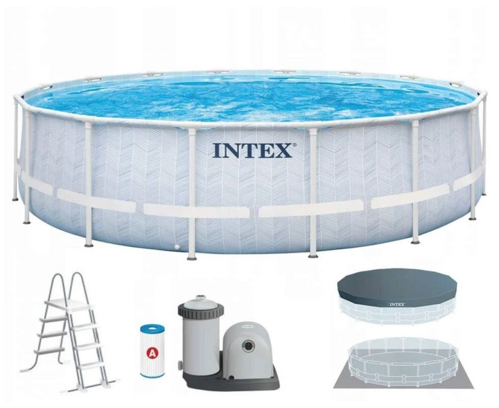 Каркасний басейн Intex 26746 (122*488 см., об'єм: 19176 л., картриджний фільтр-насос: 5678 л/рік, підстилка, стремянка, тент) - зображення 2