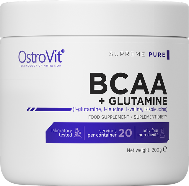 Амінокислота OstroVit BCAA + L-Glutamine 200 г Без смаку (5902232610215) - зображення 1