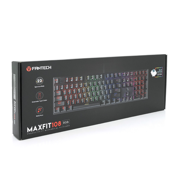 Клавиатура USB Fantech MK855RGB, длина кабеля 135см, (Eng), Black, 108к, Q10 - изображение 2