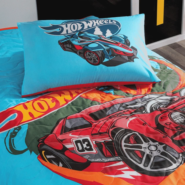 Стёганое покрывало TAC Disney Hot Wheels Race 160×220 см + наволочка - Фото 2 Стёганое покрывало TAC Disney Hot Wheels Race 160×220 см + наволочка - изображение 2