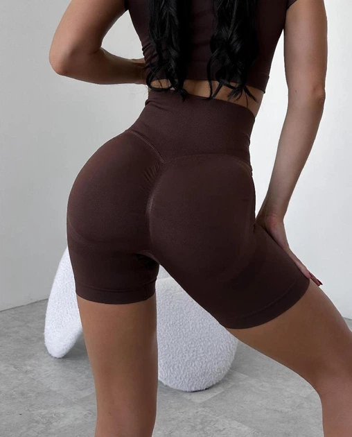 Спортивные женские удлиненные шорты Hot с двойным пуш-ап эффектом и хорошей утяжкой для фитнеса, танцев, йоги XS-S Шоколад (MS10000HS) - Фото 2 Спортивные женские удлиненные шорты Hot с двойным пуш-ап эффектом и хорошей утяжкой для фитнеса, танцев, йоги XS-S Шоколад (MS10000HS) - изображение 2