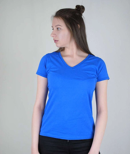 Футболка Fruit of the loom Lady-Fit v-neck XS Синій (61-398-0) - Фото 2 Футболка Fruit of the loom Lady-Fit v-neck XS Синій (61-398-0) - зображення 2
