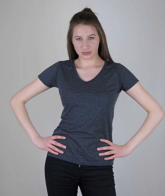 Футболка Fruit of the loom Lady-Fit v-neck XS Темно-сірий (61-398-0) - Фото 1 Футболка Fruit of the loom Lady-Fit v-neck XS Темно-сірий (61-398-0) - зображення 1