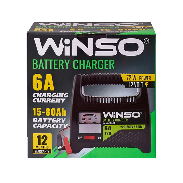 Зарядное устройство для свинцово-кислотных АКБ портативное Winso 12V, 6A (L-IDO_N33S) - Фото 6 Зарядное устройство для свинцово-кислотных АКБ портативное Winso 12V, 6A (L-IDO_N33S) - изображение 6