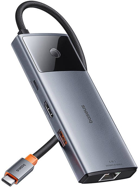 Hub USB-C 6w1 Baseus Metal Gleam 2 Series 2 x USB 3.0 + USB-C + HDMI + USB-C PD + Ethernet RJ45 Dark Gray (B00061802813-00) - obraz 7