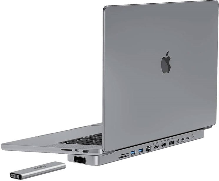 Док-станція USB-C Invzi MagХаб 12в2 do MacBook Pro 16" з кишенею SSD Gray (MH01-16) - зображення 1