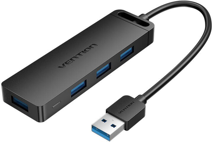 Hub USB 3.0 Vention z 4 x USB 3.0 i zasilaczem 0.5 m Black (6922794746633) - obraz 1