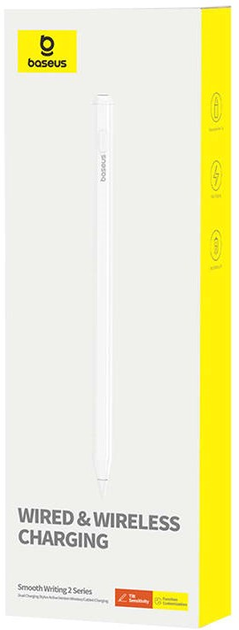 Активний стилус Baseus Smooth Writing Series з бездротовою та провідною зарядкою Білий (P80015804213-00) - зображення 3