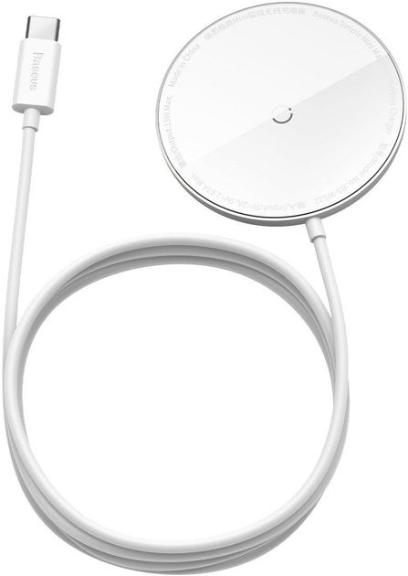 Ładowarka indukcyjna Baseus Simple Mini Magnetic Wireless Charger 15W USB-C Cable 1.5 m White (WXJK-F02) - obraz 1