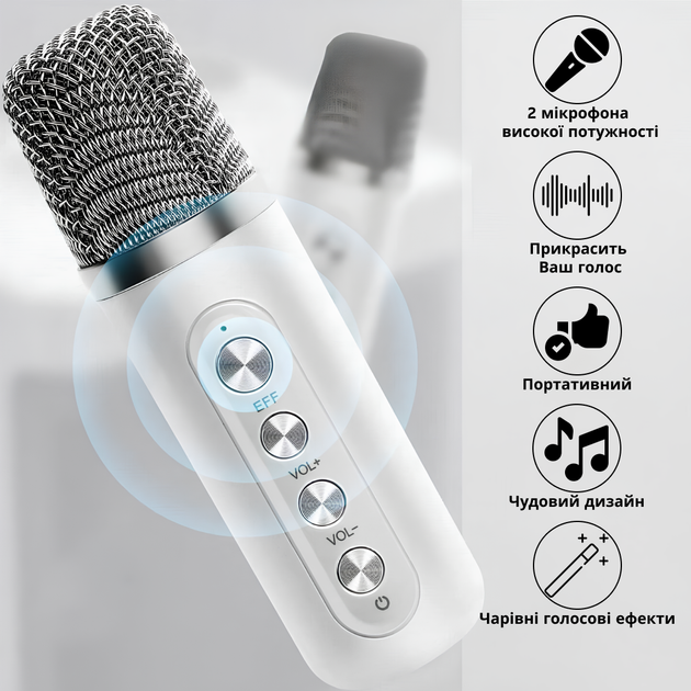 Портативна караоке-система Inspire YS-232 з 2 мікрофонами White - зображення 2