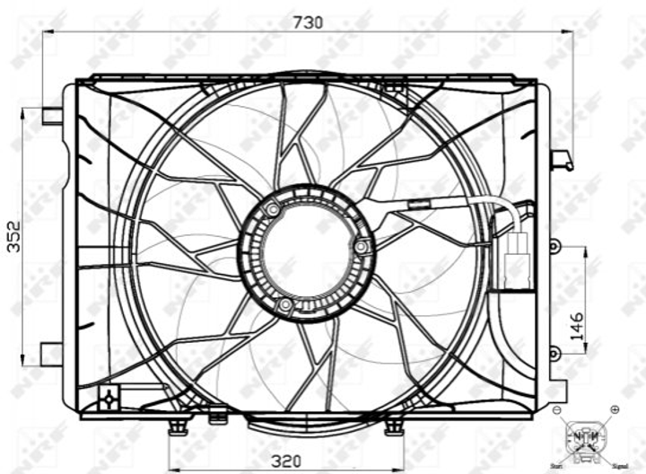 Вентилятор охолодження двигуна NRF 47443 Mercedes CLS-Class, E-Class, C-Class, CLA-Class, A-Class, GLK-Class, GLA-Class, B-Class 2045000293, A2045000293, 2049066802 - зображення 1