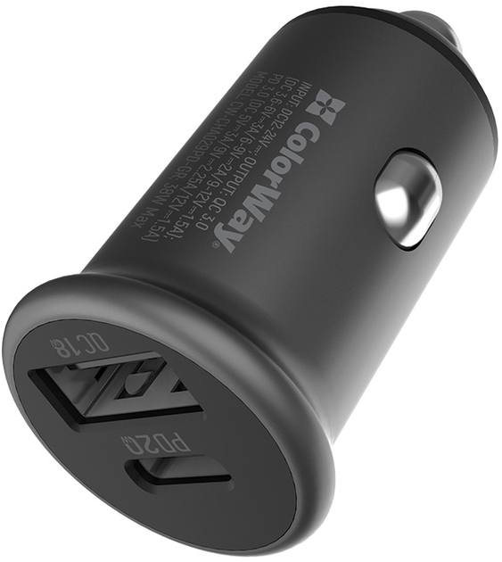 Автомобільний зарядний пристрій ColorWay 2USB Type-C PD20W + USB QC3.0 38W Gray - Фото 2 Автомобільний зарядний пристрій ColorWay 2USB Type-C PD20W + USB QC3.0 38W Gray - зображення 2