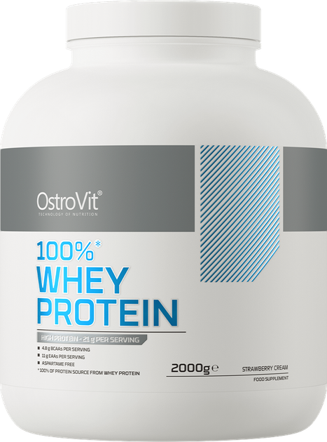 Протеїн OstroVit 100% Whey Protein 2000 г Полуничний крем (5903933910314) - зображення 1