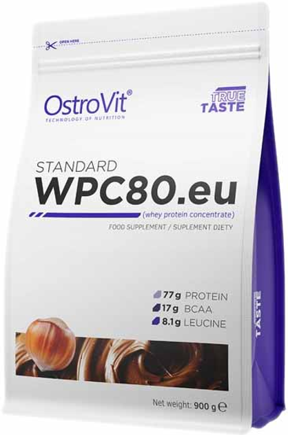 Протеїн OstroVit Standart WPC80.eu 900 г Горіх (5902232610352) - зображення 1