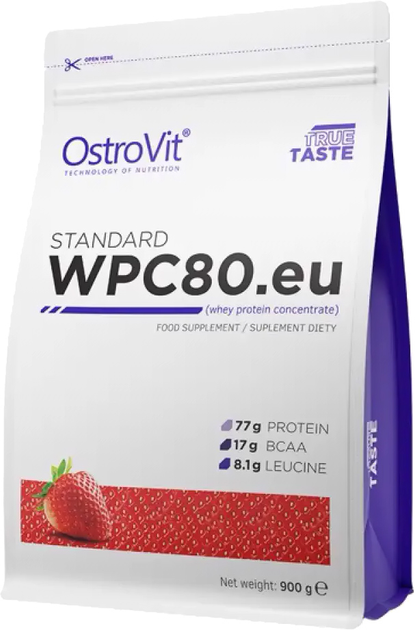 Протеїн OstroVit Standart WPC80.eu 900 г Полуниця (5902232610369) - зображення 1
