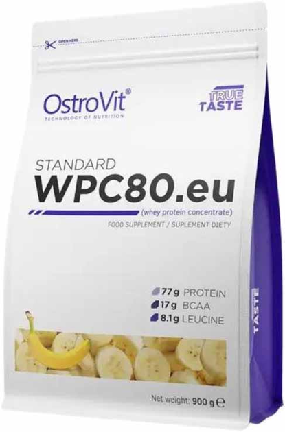 Białko OstroVit Standart WPC80.eu 900 g Banan (5902232610413) - obraz 1