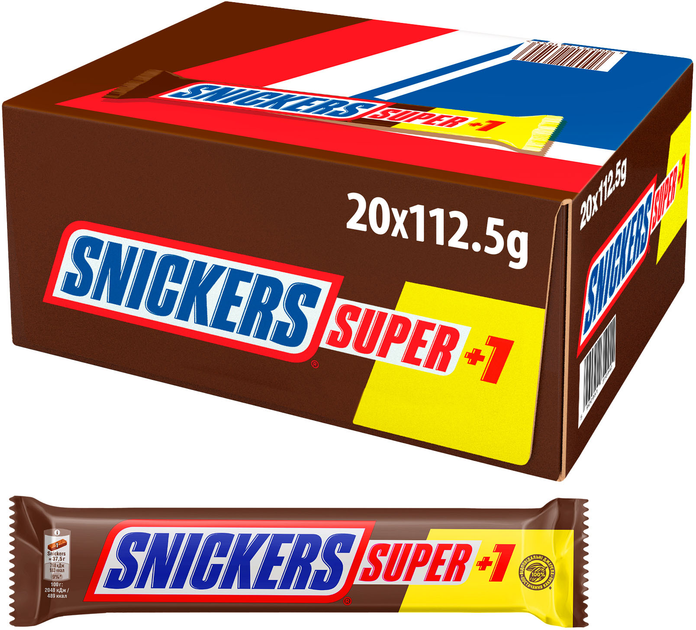 Акція на Упаковка батончиків Snickers Super +1 20 шт x 112.5 г від Rozetka