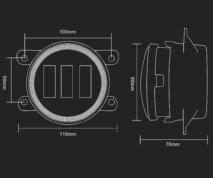 Дополнительные противотуманные LED фары ПТФ на Ford FIESTA 3,5" 45+45W W/Y обід/повор 05- комплект Форд Фиеста M2065160 - изображение 2