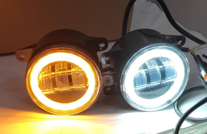 Дополнительные противотуманные LED фары ПТФ на Ford FIESTA 3,5" 45+45W W/Y обід/повор 05- комплект Форд Фиеста M2065160 - изображение 3