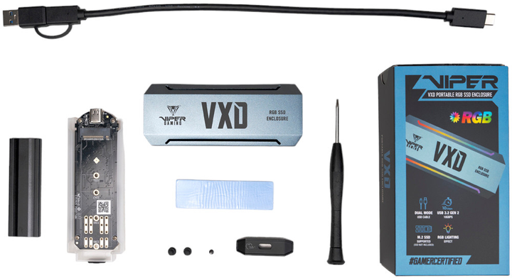 Kieszeń zewnętrzna Patriot VXD M.2 PCIe RGB SSD Enclosure USB Type-C Silver (PV860UPRGM) - obraz 8