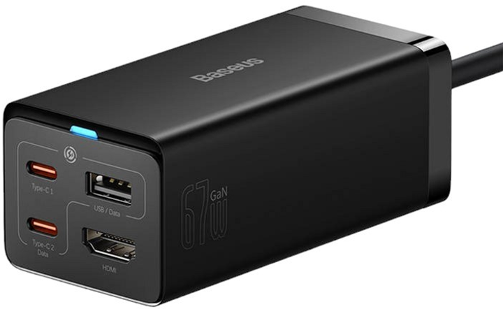 Ładowarka sieciowa Baseus GaN5 Pro 2 x USB-C + USB + HDMI 67 W Czarna (CCGP110201) - obraz 1