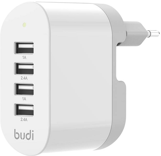 Ładowarka sieciowa Budi 4 x USB 34 W Biała (6934229300099) - obraz 1