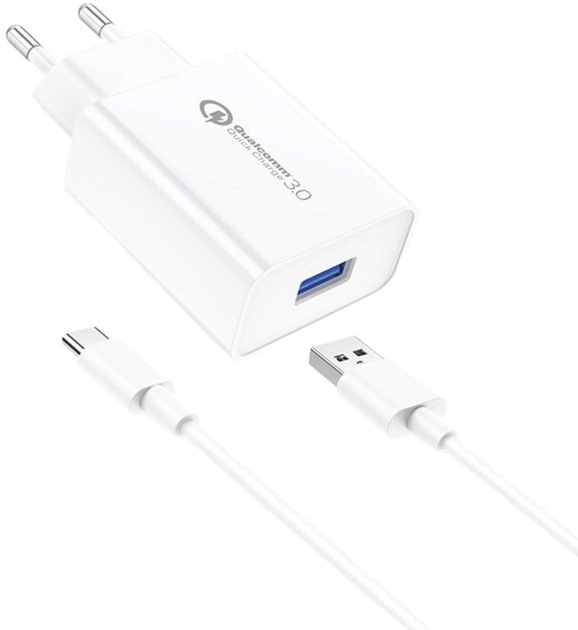 Ładowarka sieciowa Foneng + kabel USB - USB-C 3A Biała (EU13 Type-C) - obraz 1